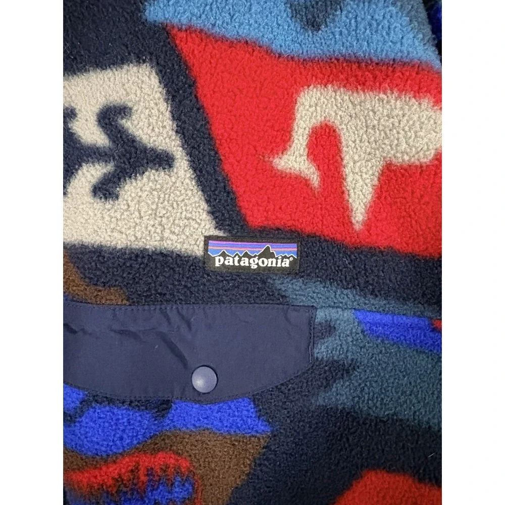 PATAGONIA SYNCHILLA AZTEC AOP BLUE MULTI‎ T-SNAP SWEATER FLEECE MENS XXL